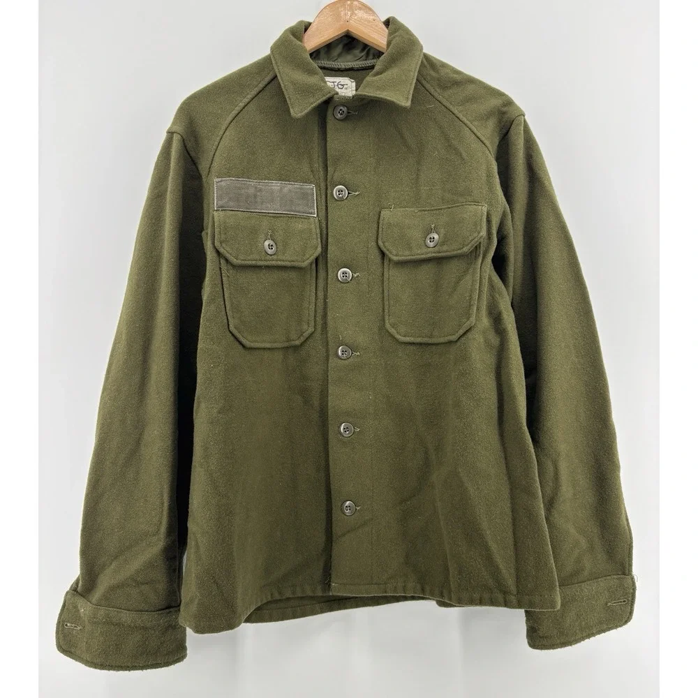 US Military OG 108 Wool Field Shirt Olive Green Cold Medium Vintage Coat Issued